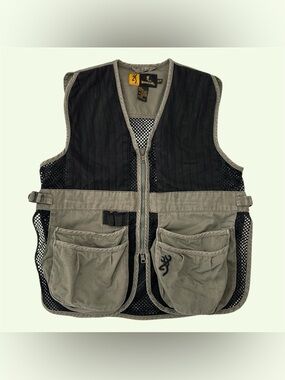 Y2K Browning Hunting Mesh Utility Vest Pockets Boys Medium